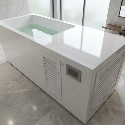 All in One Freestanding White Acrylic Cold Plunge Tub Home Wellness Cold Water Therapy Immersion Spa Tub for Body Recovery