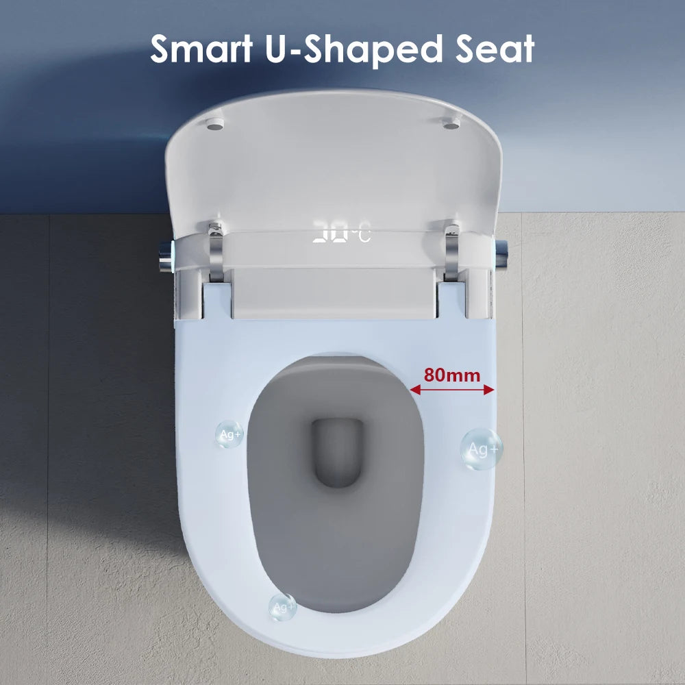 LED Digital One-Piece Smart Toilet with Heated Remote Control Automatic Self-Cleaning, Tankless Intelligent Bidet