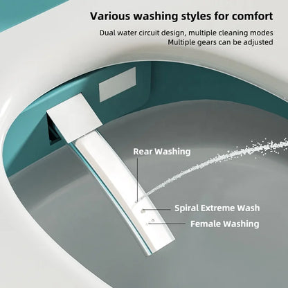Innovation Fully Automatic Sensor Flush Intelligent Toilet Egg Green WC Bowl Smart Toilet Rounded Curves Remote Control S-Trap