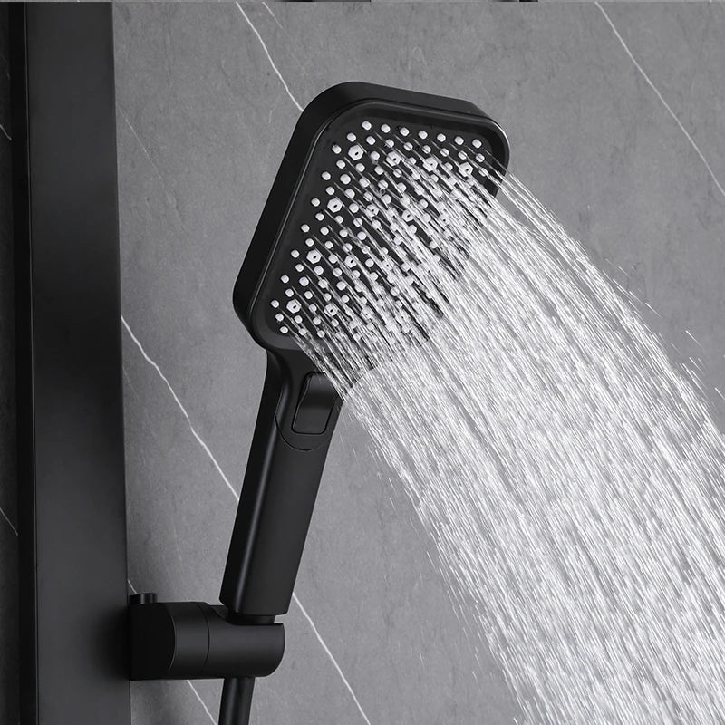 MUBI Luxury Bathroom Stainless Steel Rain Shower Set Wall Mounted Black Thermostatic Smart Digital Dual Handle Slide Bar Shower