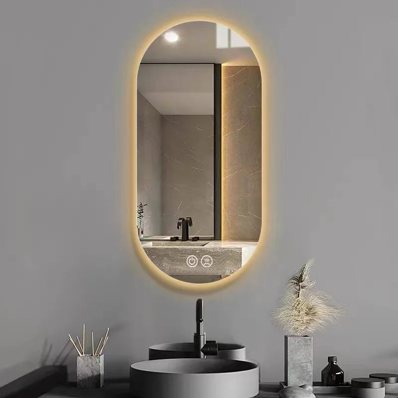 Modern Oval Intelligent Bathroom Anti Fog Wall Mounted Led Backlit or Front Light Vanity Smart Mirror with Light