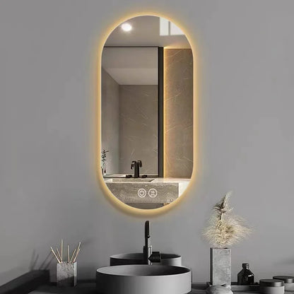 Modern Oval Intelligent Bathroom Anti Fog Wall Mounted Led Backlit or Front Light Vanity Smart Mirror with Light