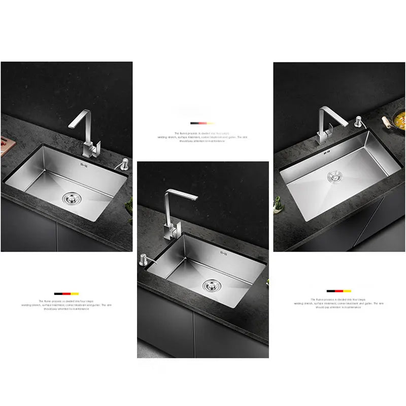 Stainless Steel Nano Wash Basin Single Bowl Undermount Kitchen Handmade Sink Silver-white Polished Modern Design Without Faucet