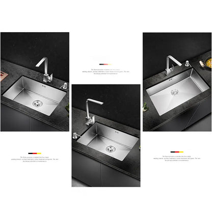 Stainless Steel Nano Wash Basin Single Bowl Undermount Kitchen Handmade Sink Silver-white Polished Modern Design Without Faucet