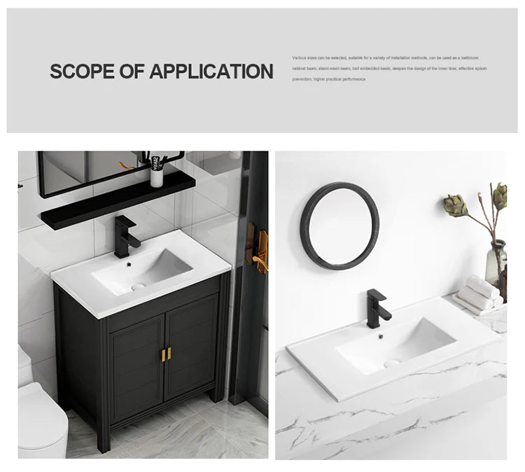 Modern 910mm Hotel Thin Edge White Ceramic Rectangular Bathroom Countertop Vanity Sink with Easy Clean for Apartment and Villa
