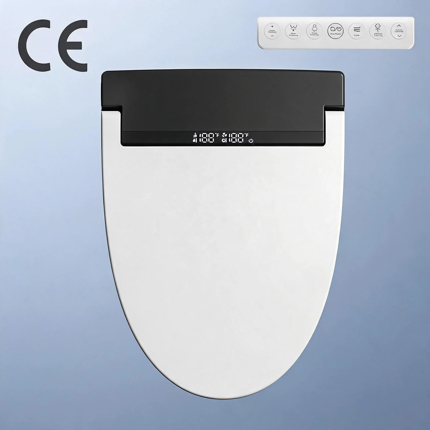 CE Certified Electronic Heated Slow-closing Cover V-Shape Smart Toilet Seat with Remote Control, Self-cleaning, Eco Mode
