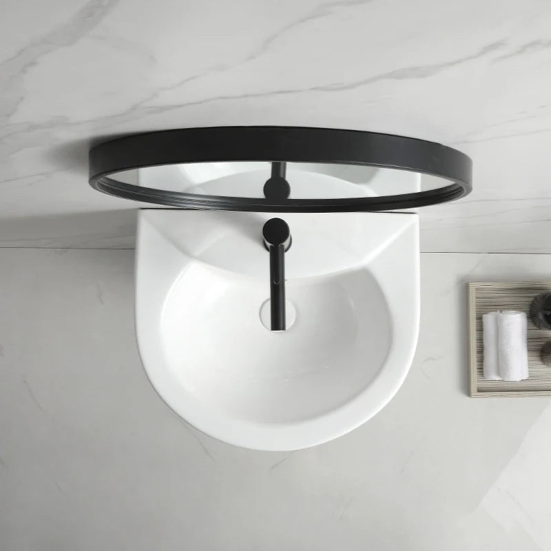 Bathroom Wall Hang Hand Wash Basin Sink White Ceramic Two Piece Half Pedestal Basin