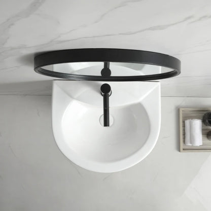 Bathroom Wall Hang Hand Wash Basin Sink White Ceramic Two Piece Half Pedestal Basin