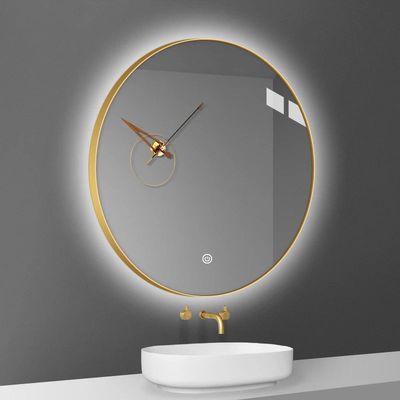 Modern Illuminated Bathroom Hanging Wall Bluetooth Smart Mirror Aluminum Alloy Frames Touch Sensor Defog LED Moisture Apartment