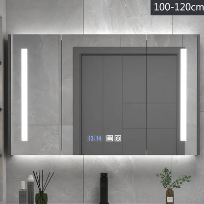 MUBI Modern Illuminated Storage Wall Smart Mirror Vanity Led Mirror Cabinet with Wood Carcase and Smart Motion Sensor
