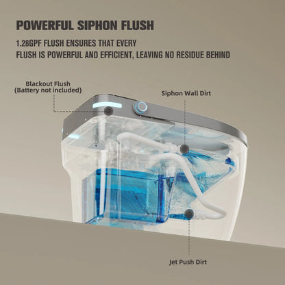 Electric Ceramic Elongated Bidet Smart Toilet with Remote Control Heated Seat Automatic Operation Floor Mounted Modern Design