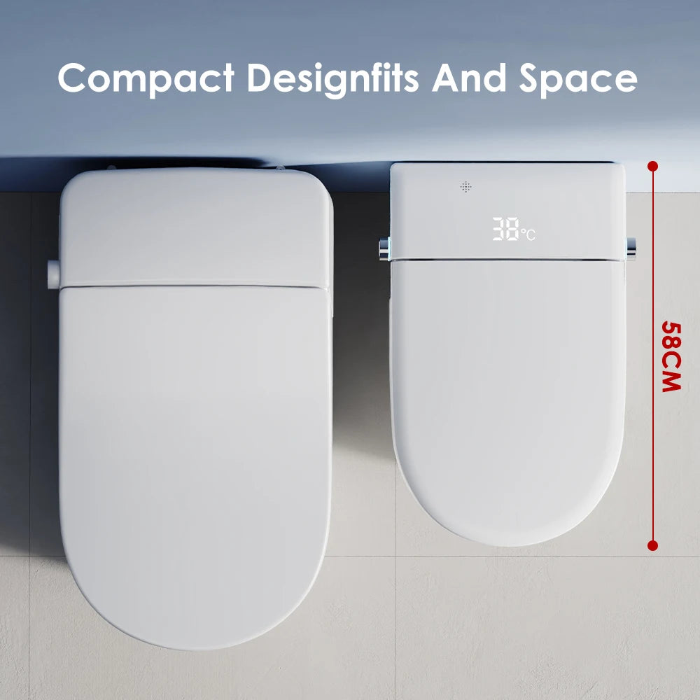 LED Digital One-Piece Smart Toilet with Heated Remote Control Automatic Self-Cleaning, Tankless Intelligent Bidet