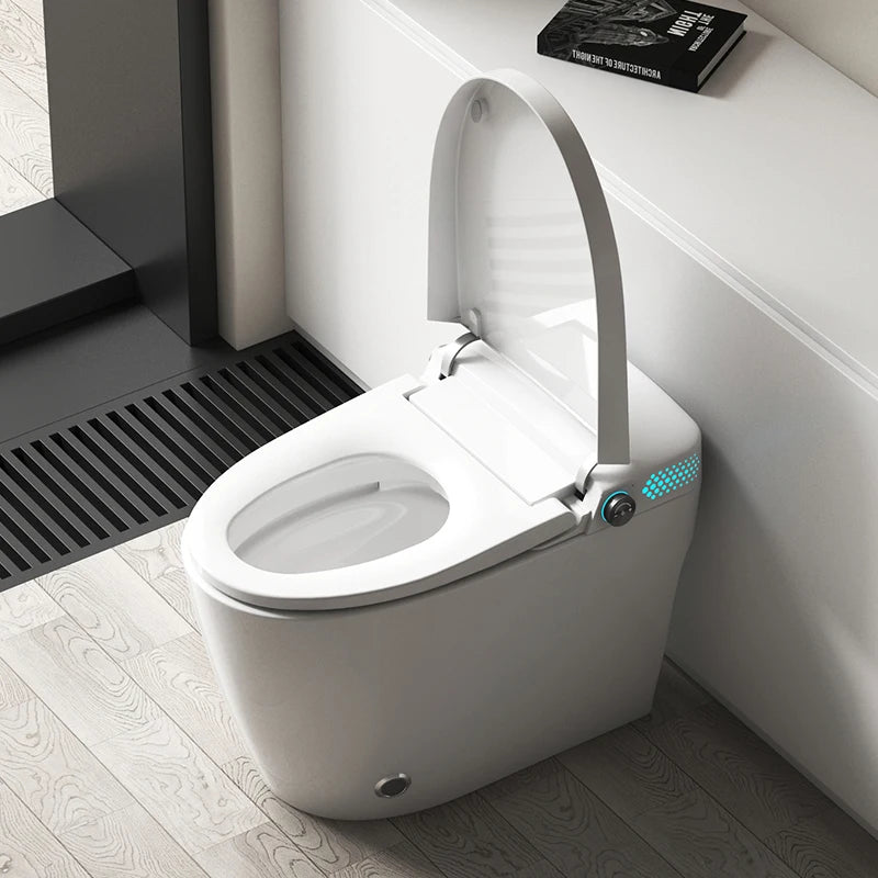 Modern Elongated Smart Toilet Remote Control Heated Seat Air Drying-Floor Mounted Ceramic S-trap 5 Year Warranty for Home Use